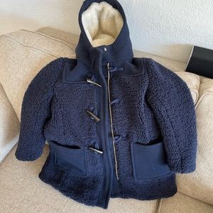 J crew Crewcuts girls sherpa navy coat
